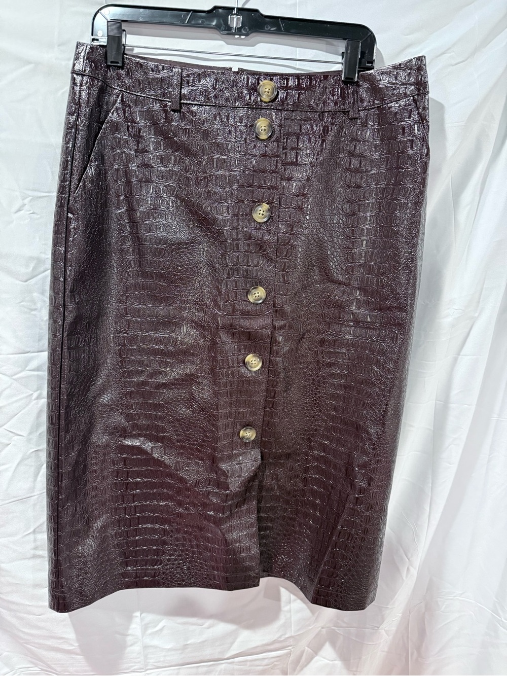 Rachel Comey for Target shiny faux crocodile button front knee skirt size 14 NWT